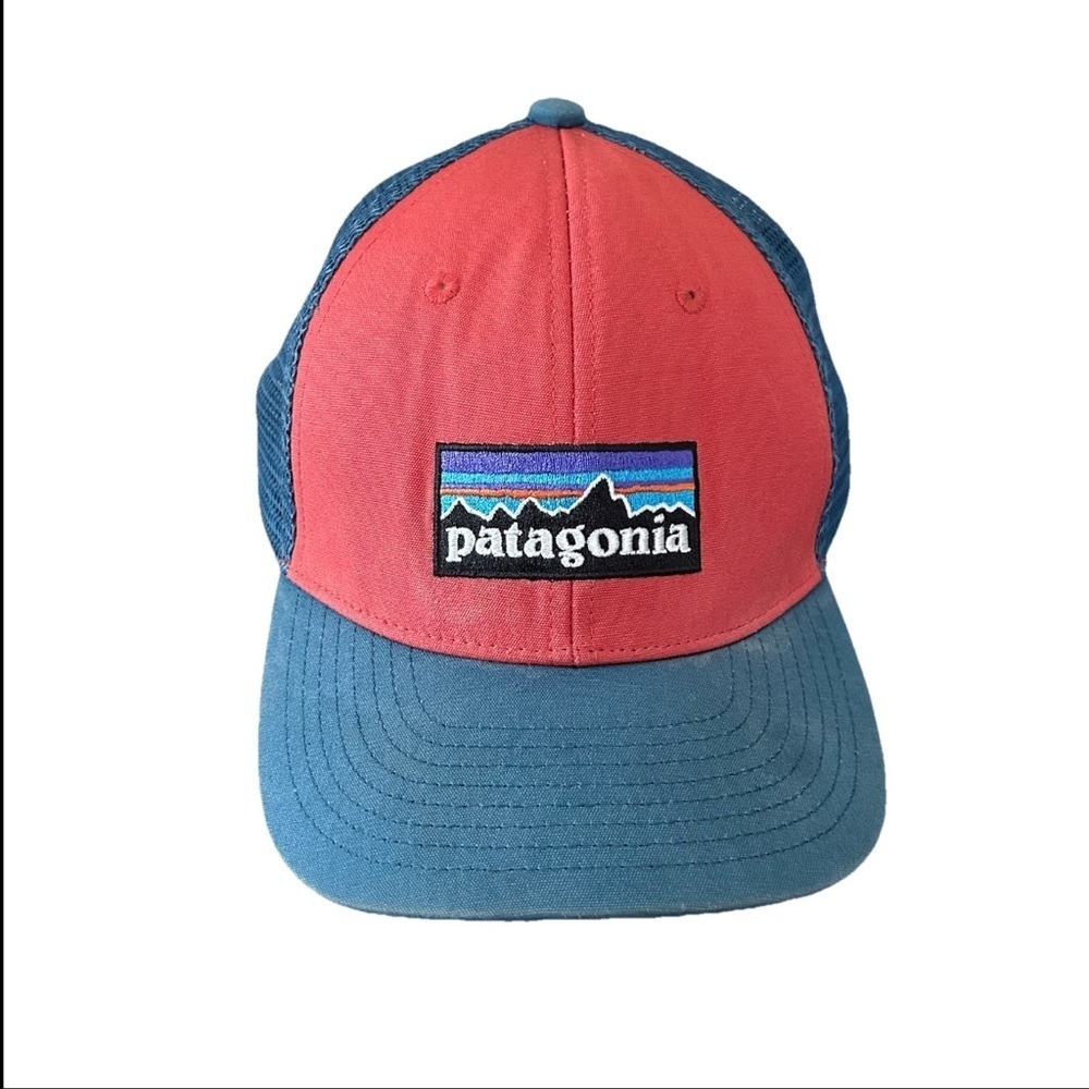 Patagonia Men All Size P-6 Logo Lowpro Trucker Snapback Hat Orange blue